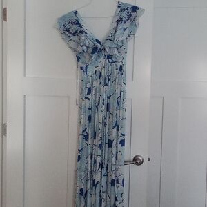 TAJ by Sabrina Crippa Blue and White Maxi Dress